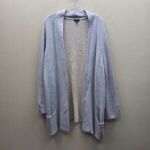 Talbots Cashmere Blend Long Sleeve Open Front Knit Cardigan Gray Beige Size 1X